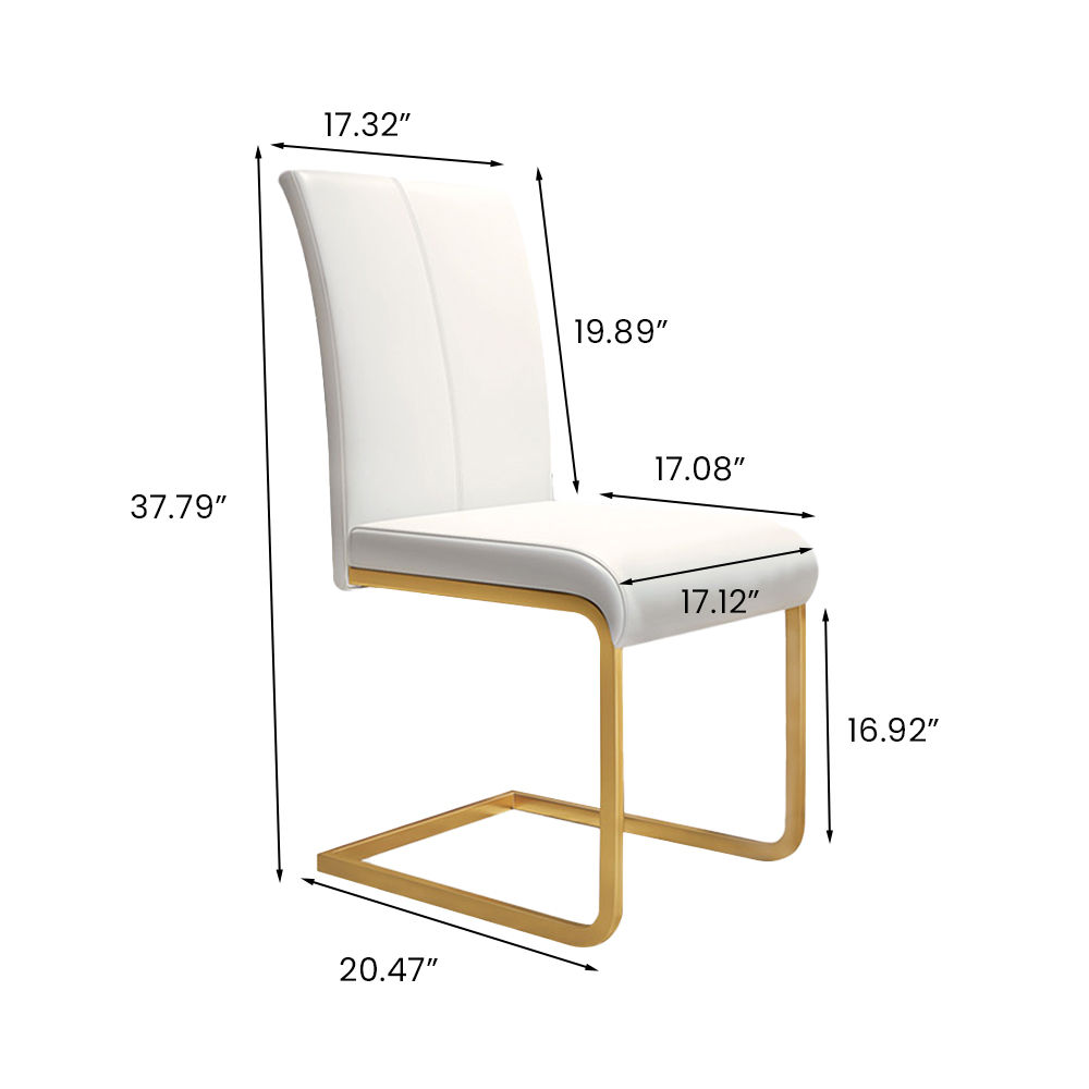 Partly Assemble White Leather Dining Chairs