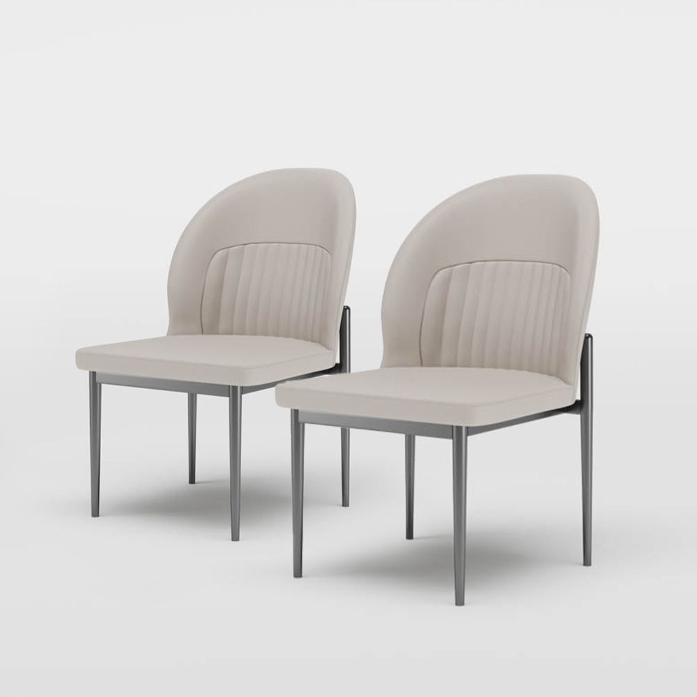 Partly Assemble Light Gray PU Dining Chairs