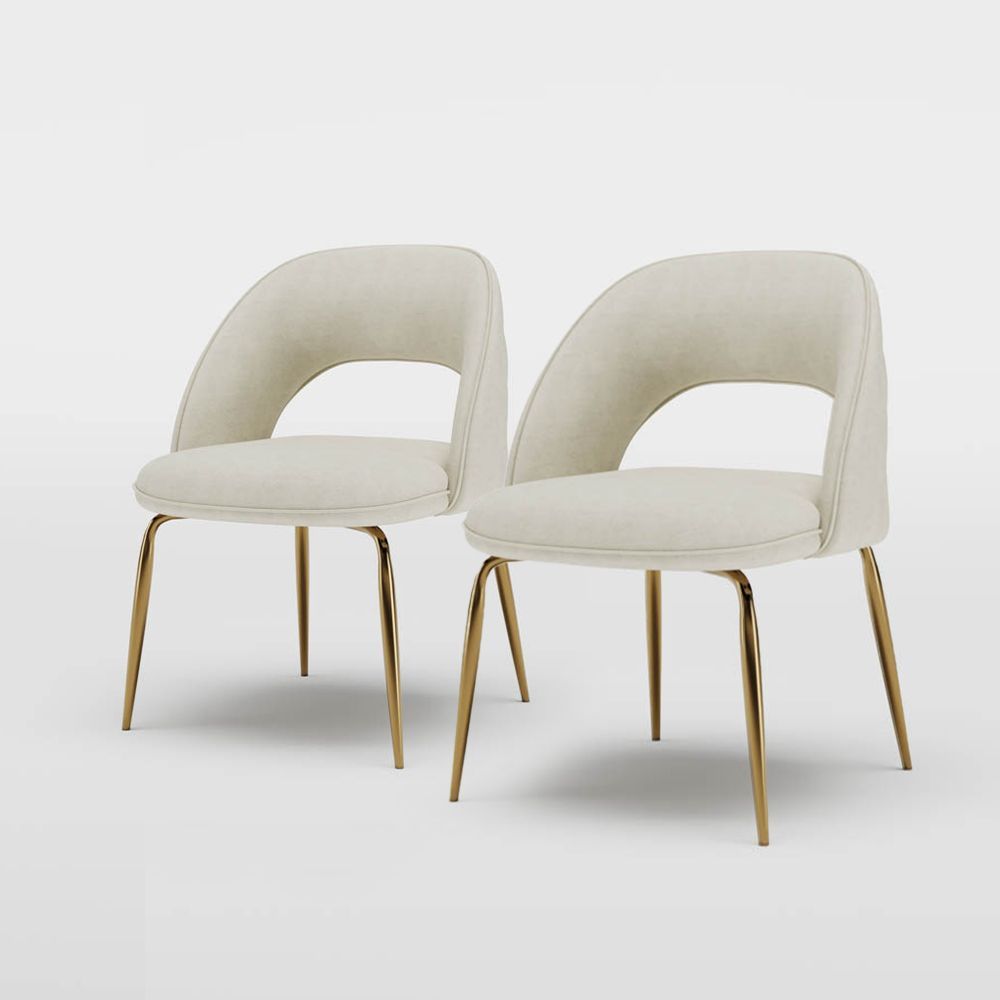 Modern Luxury Beige Leather Dining Chairs