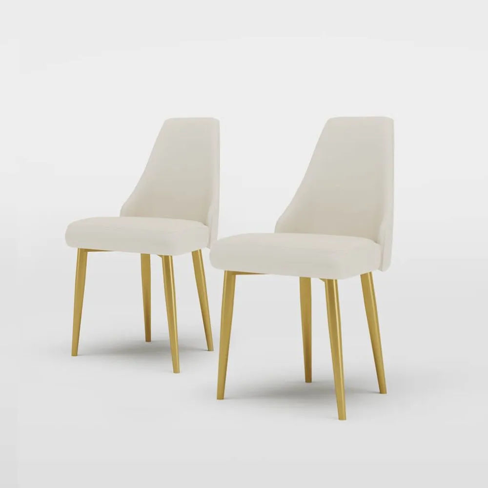 Assemblage partiel Blanc et or PU Chaises à manger