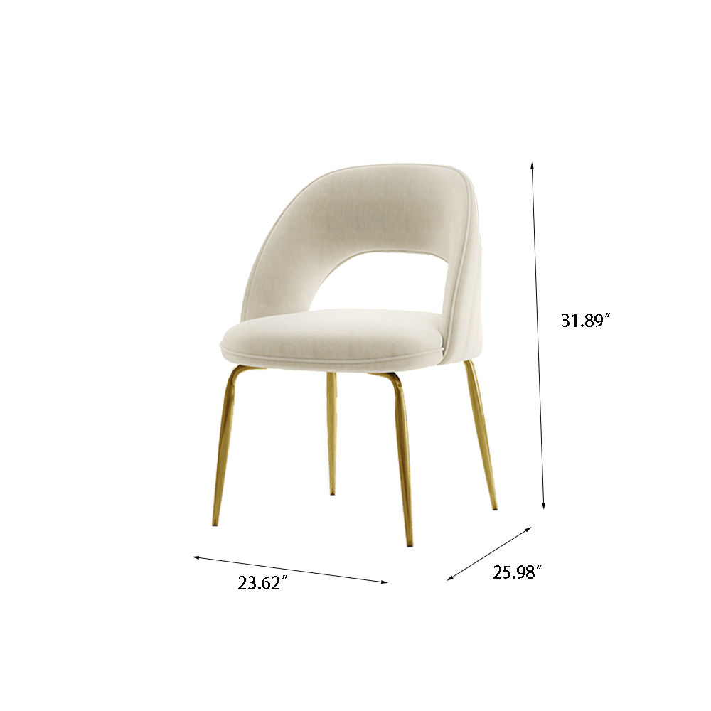 Metal Leg Beige Leather Dining Chairs