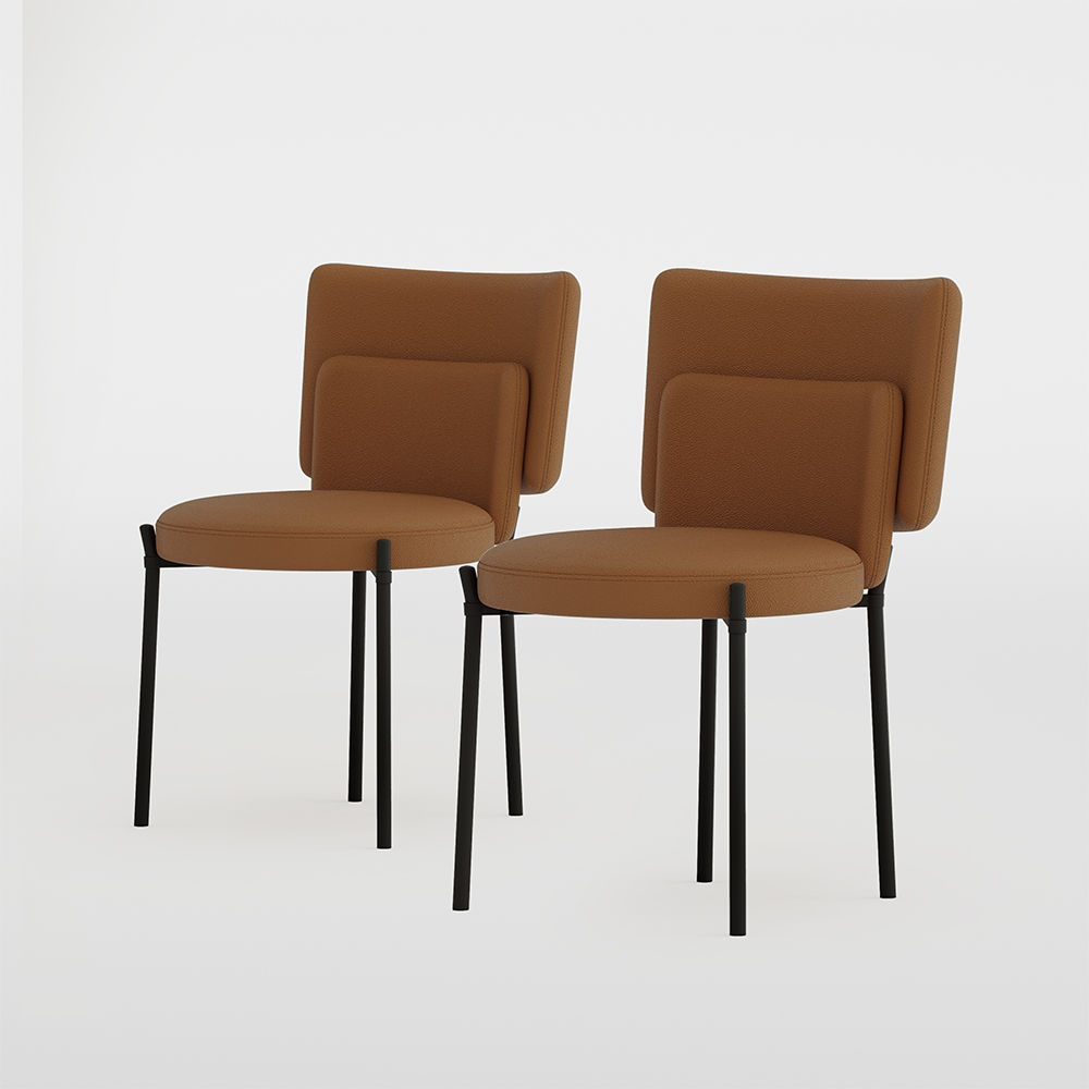Modern Brown Technology Cloth Dining Chairs