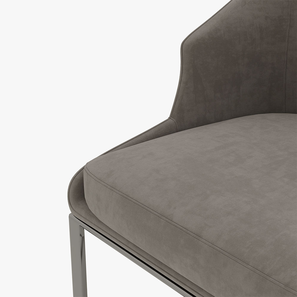Metal Leg Dark Gray Frosted Flannel Dining Chairs