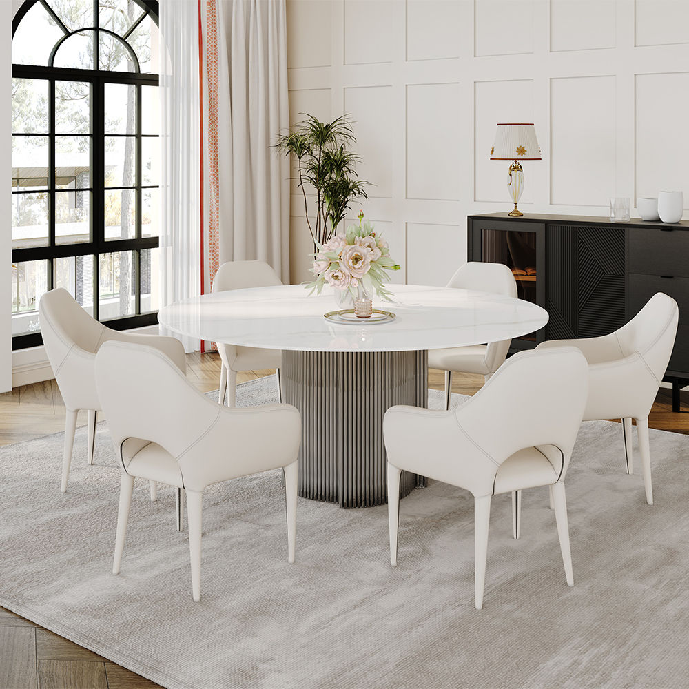 Leather White PU Leather Dining Chairs