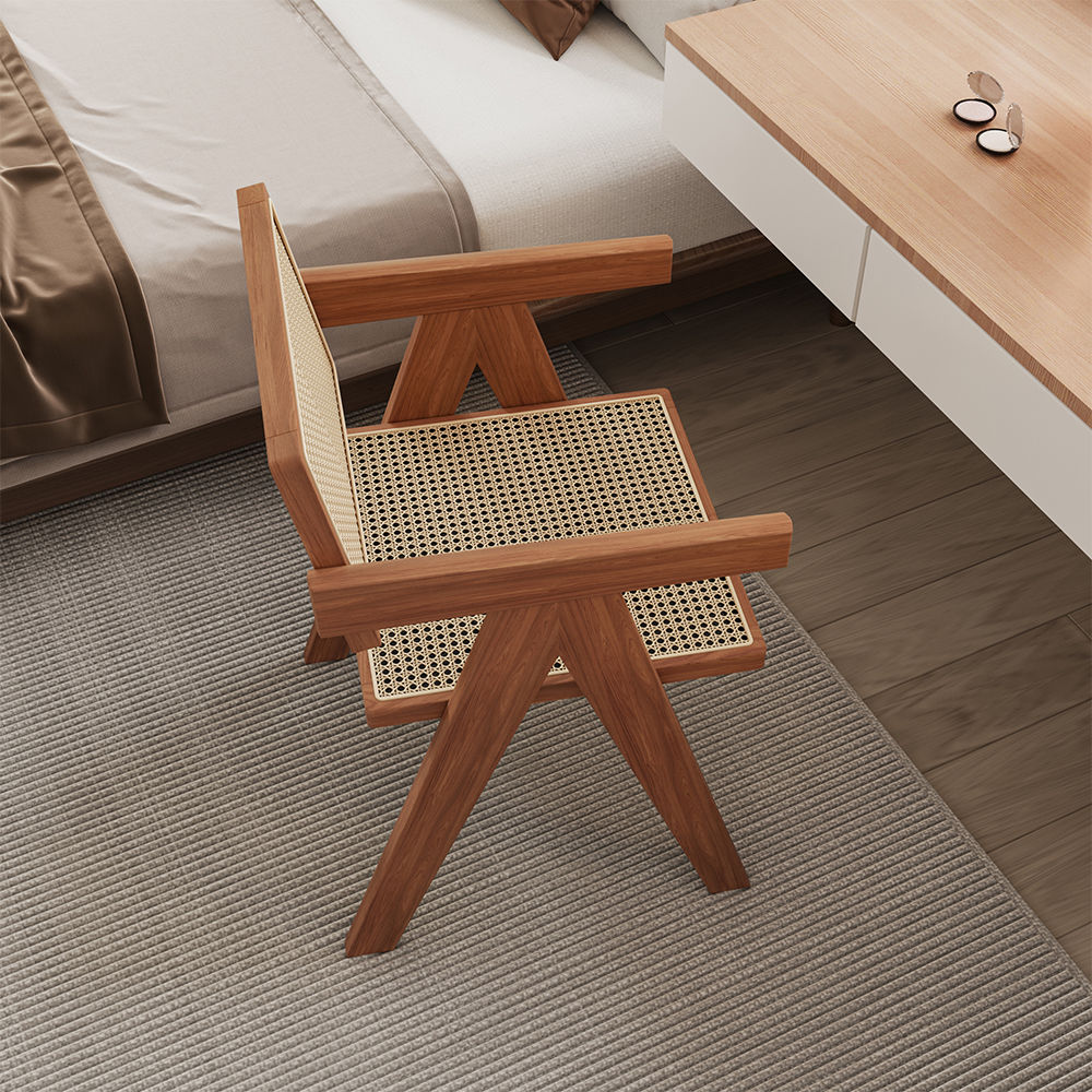 Wood Leg Walnut Color Ash Wood Dining Chairs