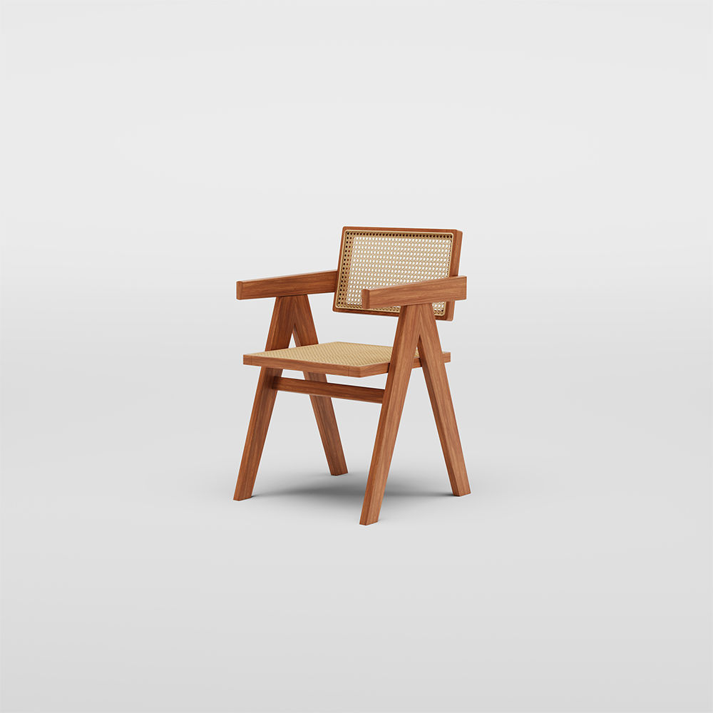 Mid Century Modern Walnut Color Ash Wood Dining Chairs