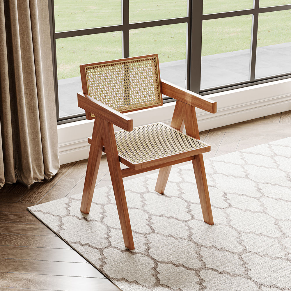 Fully Assemble Walnut Color Ash Wood Dining Chairs