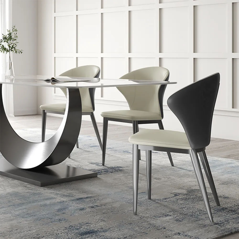 Partly Assemble Gray PU Leather Dining Chairs