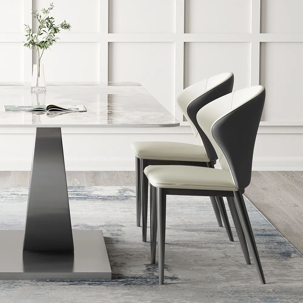 Two-piece Gray PU Leather Dining Chairs
