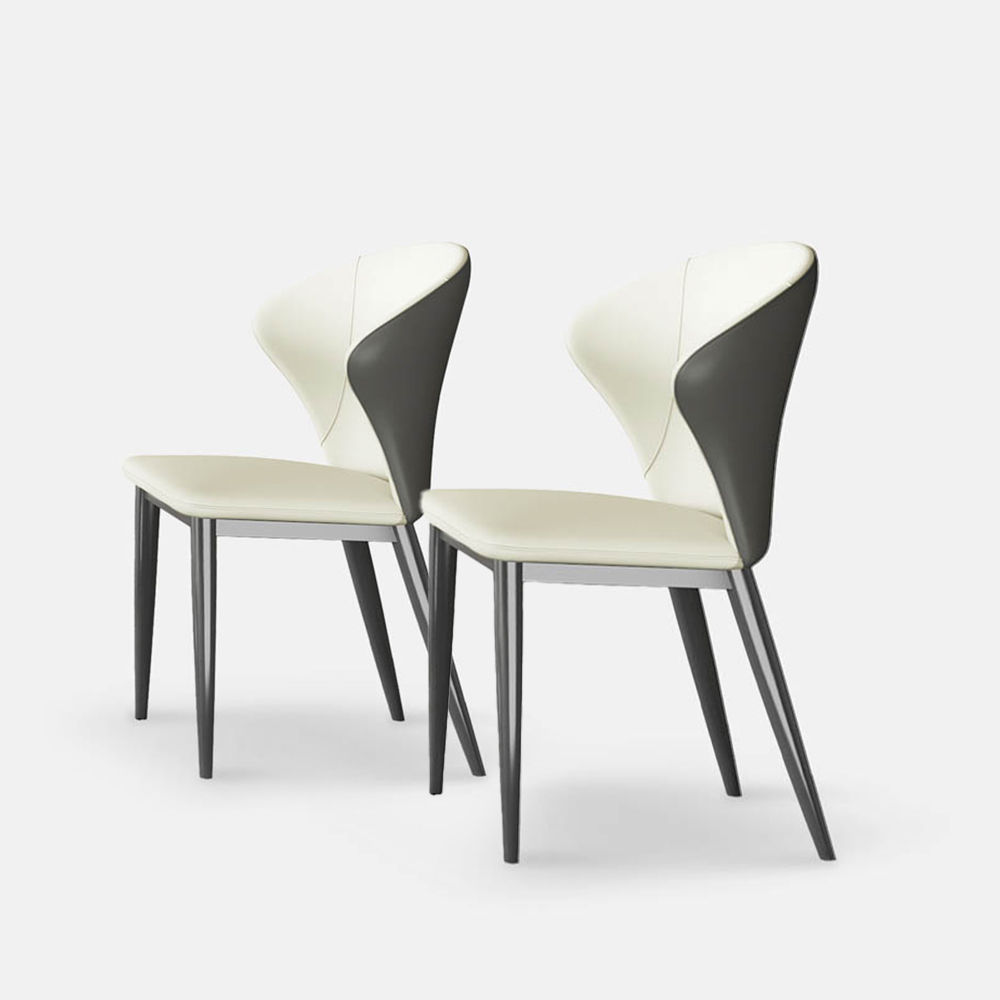 Pure Color Gray PU Leather Dining Chairs