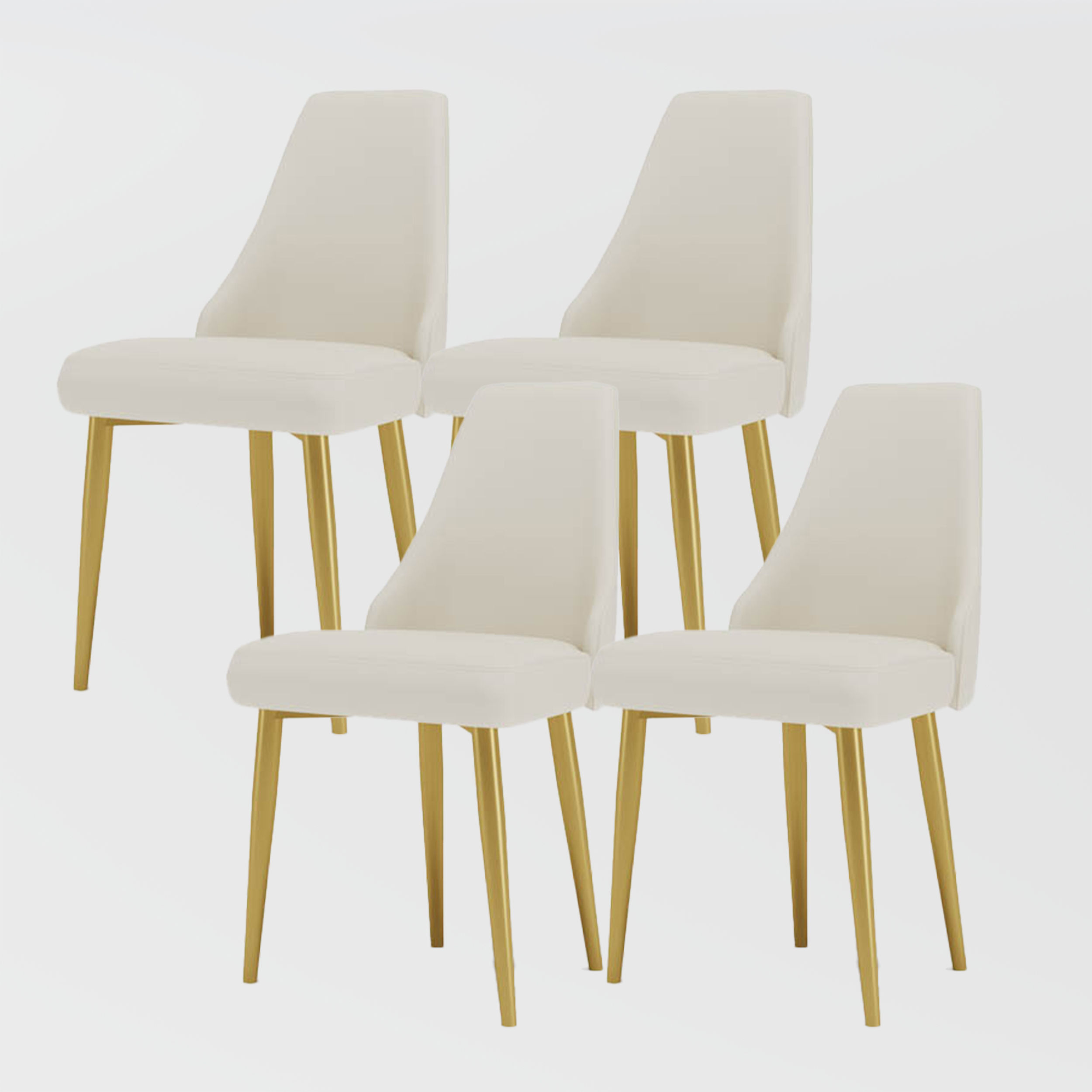 Partly Assemble White PU Leather Dining Chairs