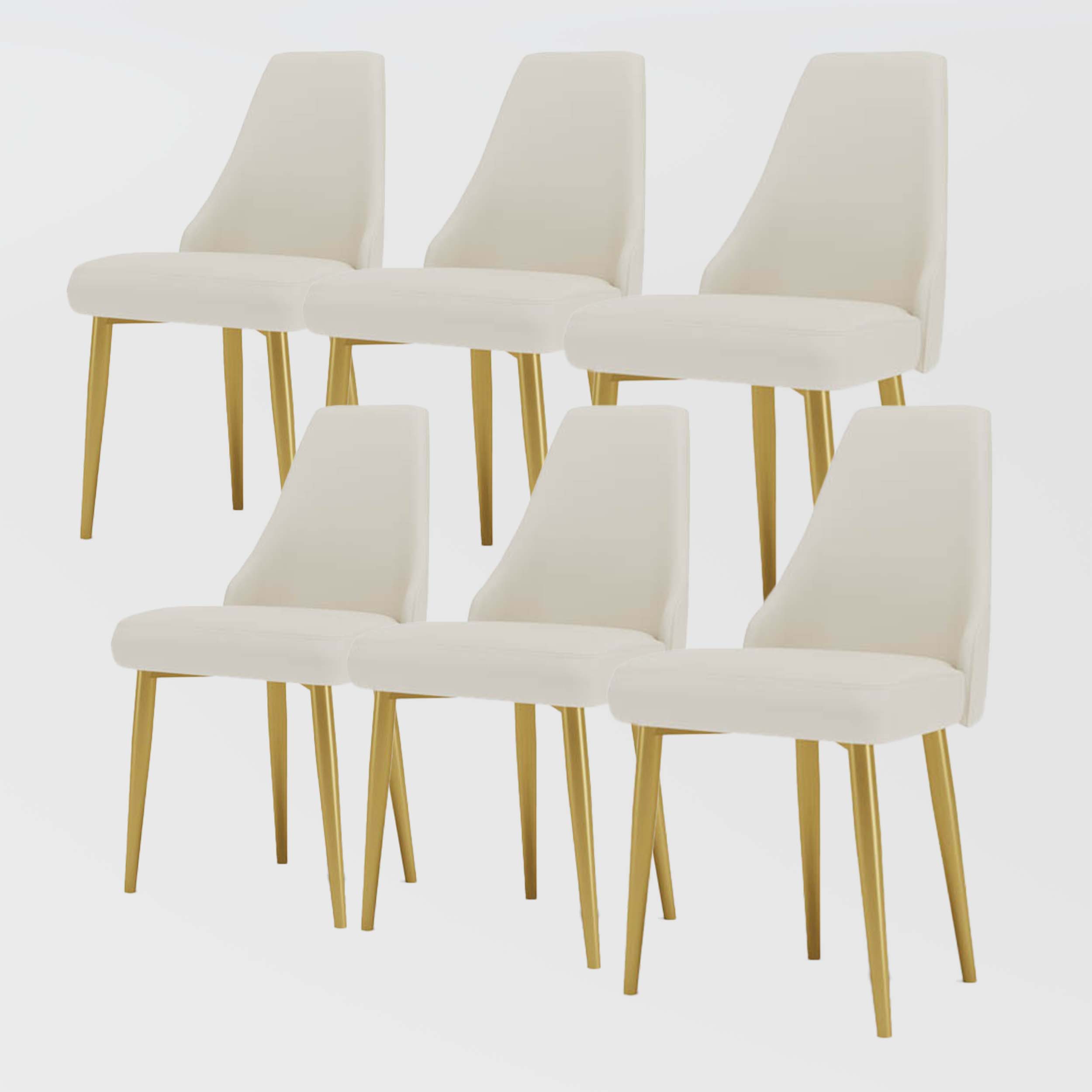 Pure Color White PU Leather Dining Chairs