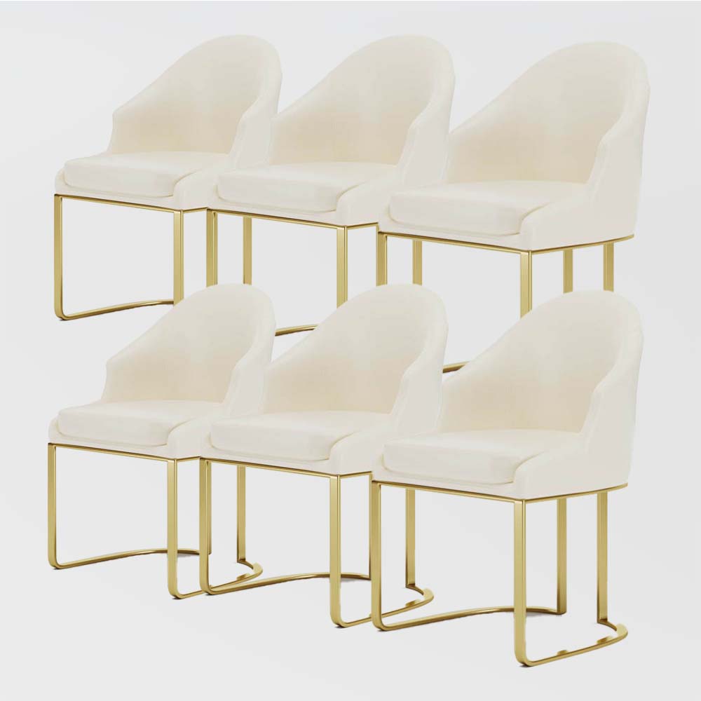 Modern Luxury Beige Leather Dining Chairs
