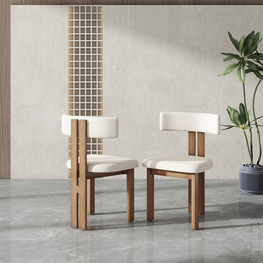 Modern Minimalist White Lamb Fleece Dining Chairs