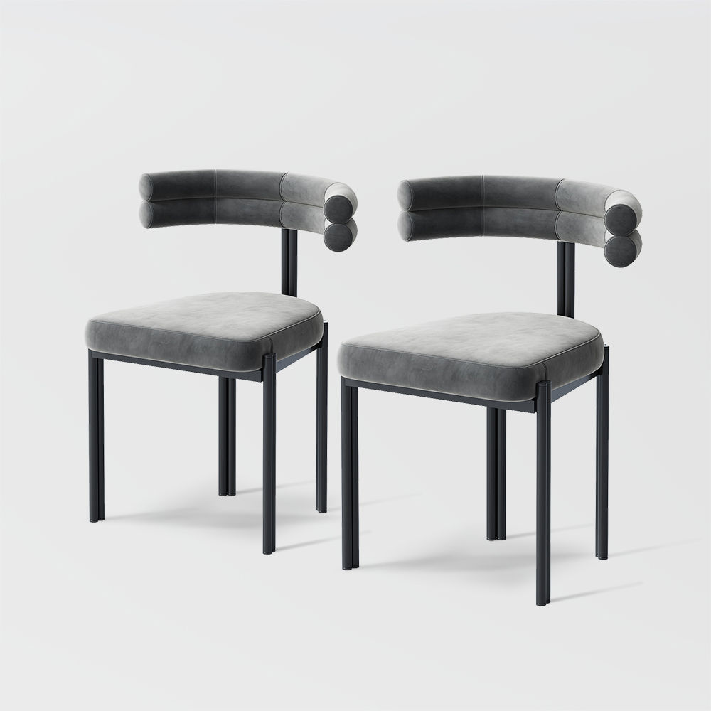 Modern Minimalist Gray Velvet Dining Chairs