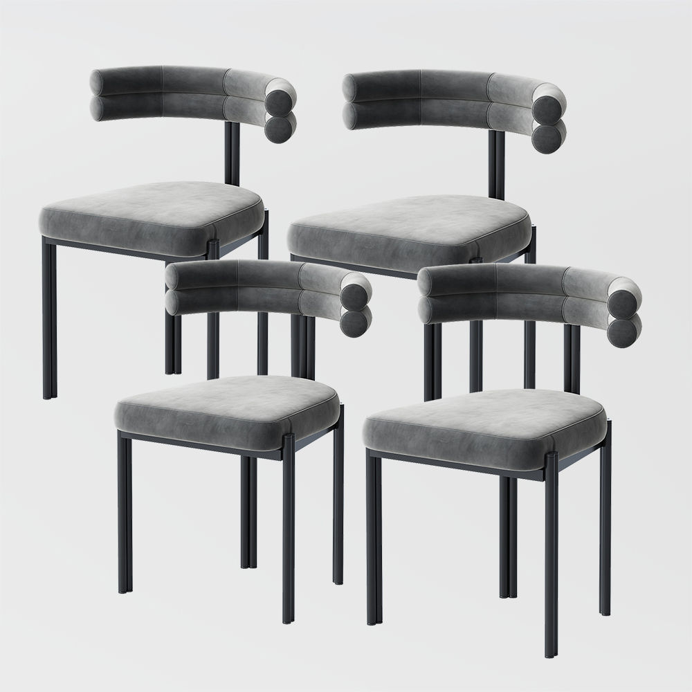 Modern Gray Velvet Dining Chairs