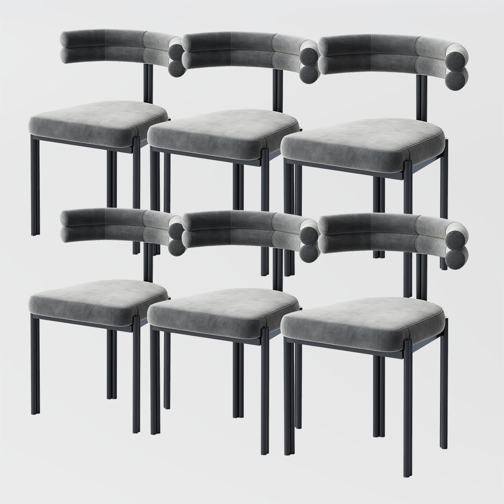 Metal Leg Gray Velvet Dining Chairs