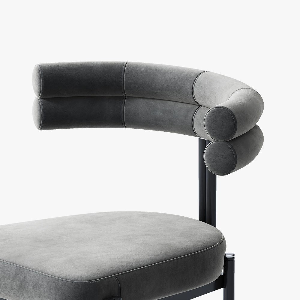 Fully Assemble Gray Velvet Dining Chairs