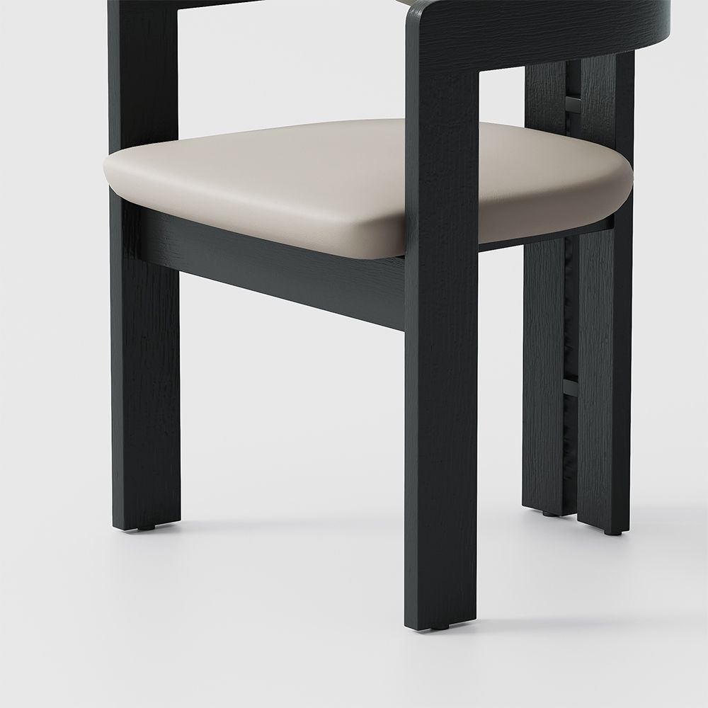 Wood Gray Fabric Dining Chairs