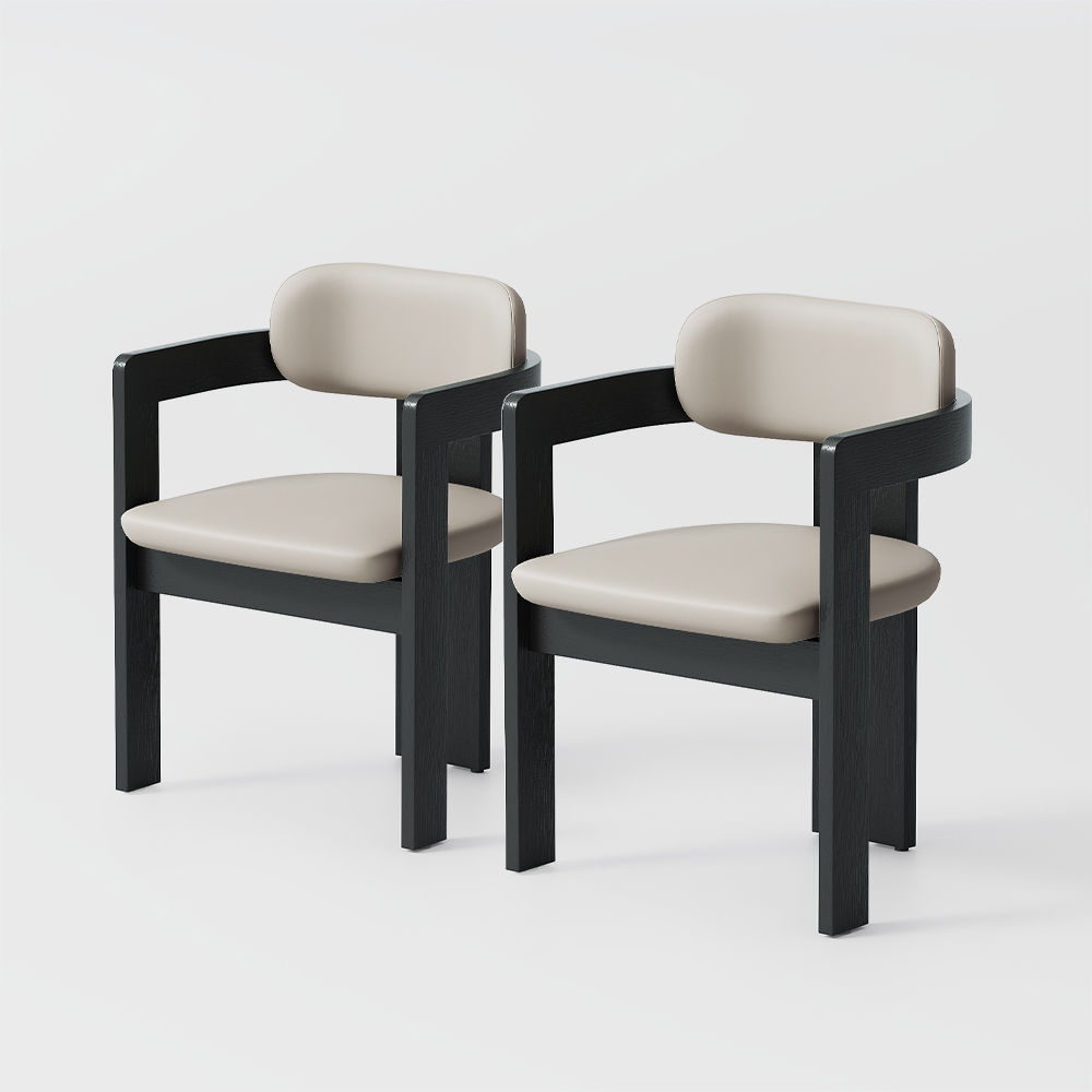 Wood Gray Fabric Dining Chairs