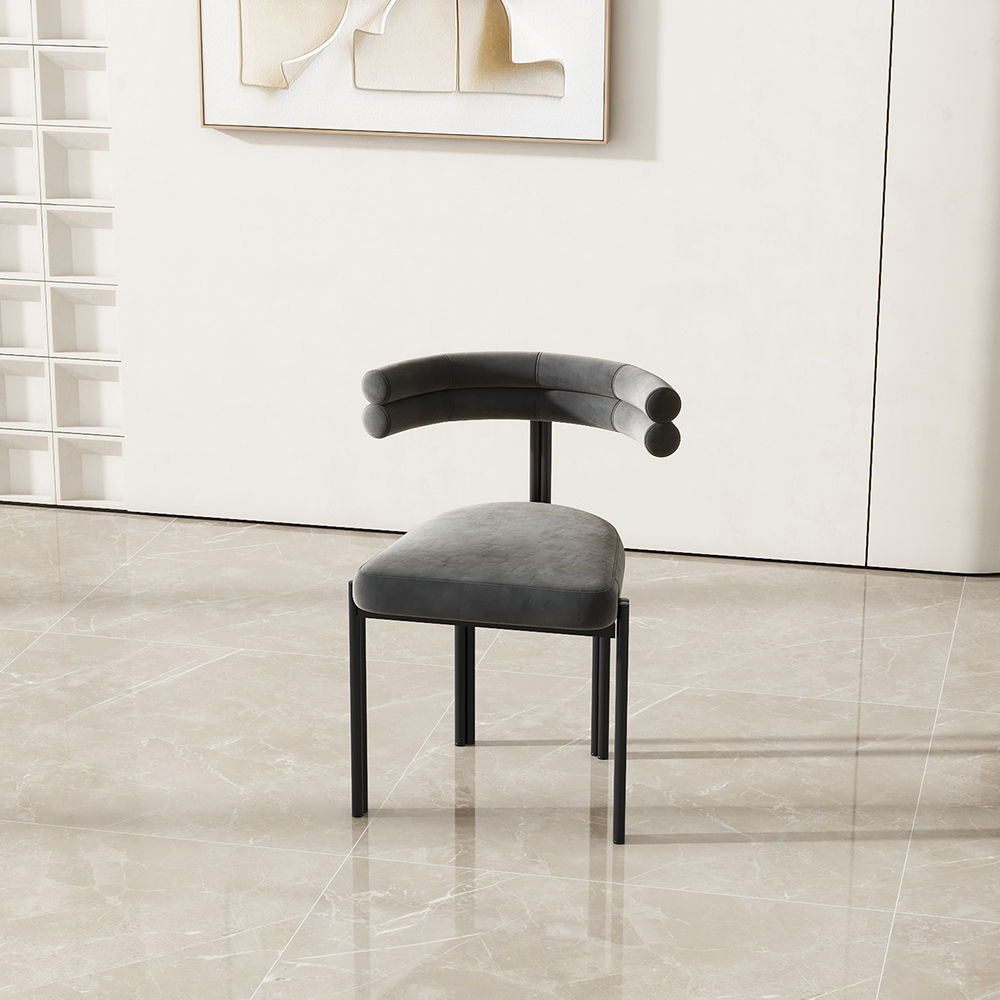 Fully Assemble Gray Velvet Dining Chairs