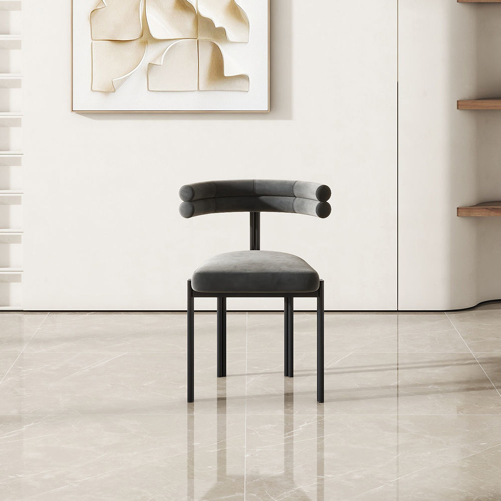 Modern Minimalist Gray Velvet Dining Chairs