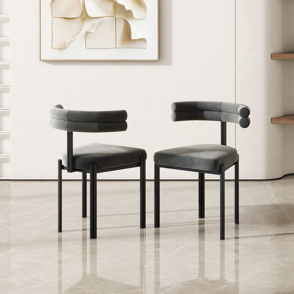 Modern Gray Velvet Dining Chairs