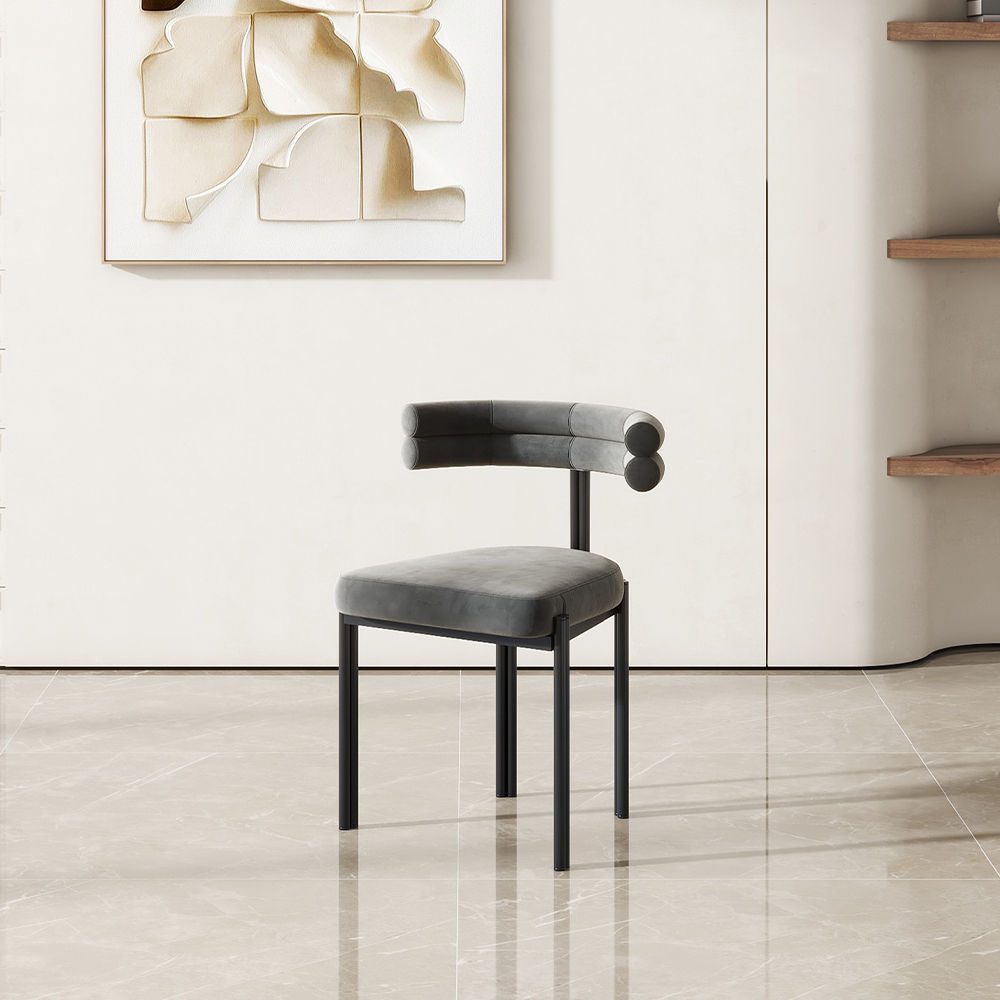 Modern Minimalist Gray Velvet Dining Chairs