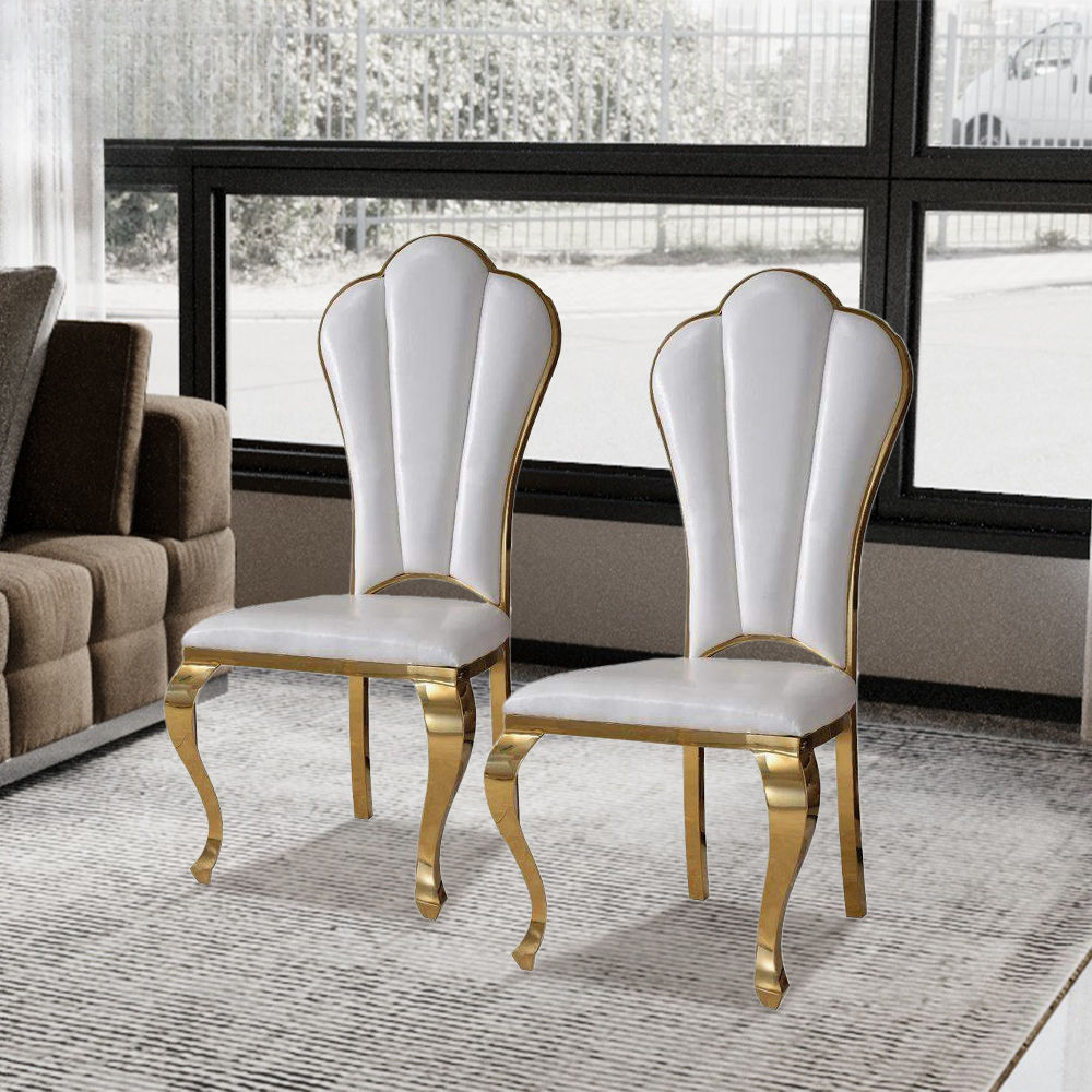 Leather White PU Leather Dining Chairs