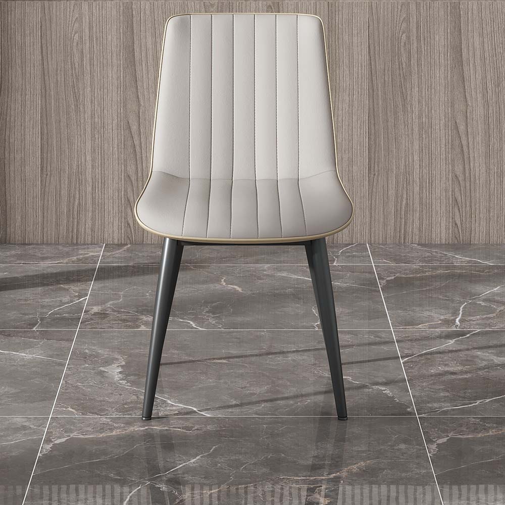 Modern Minimalist Beige Leather Dining Chairs