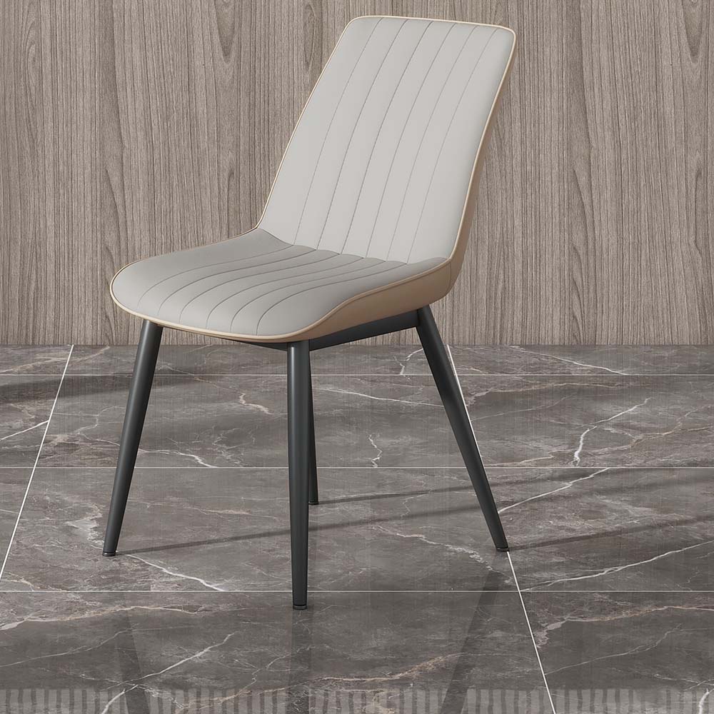 Partly Assemble Beige Leather Dining Chairs