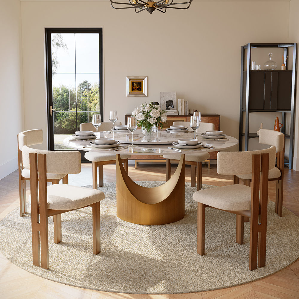 Wood White Lamb Fleece Dining Chairs