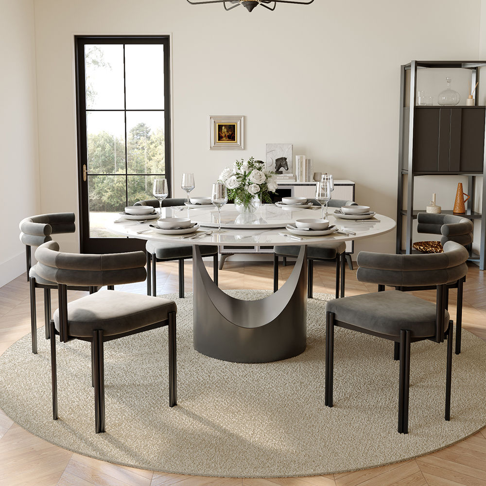 Modern Gray Velvet Dining Chairs