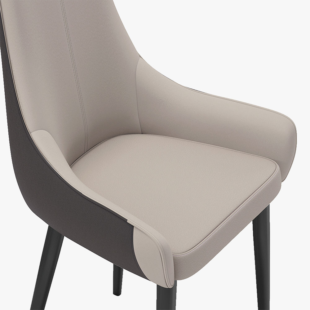 Modern Minimalist Light Gray PU Dining Chairs
