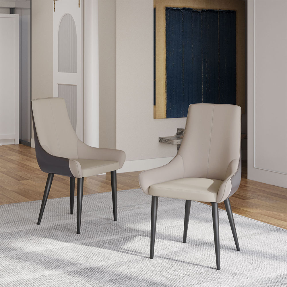 Leather Light Gray PU Dining Chairs