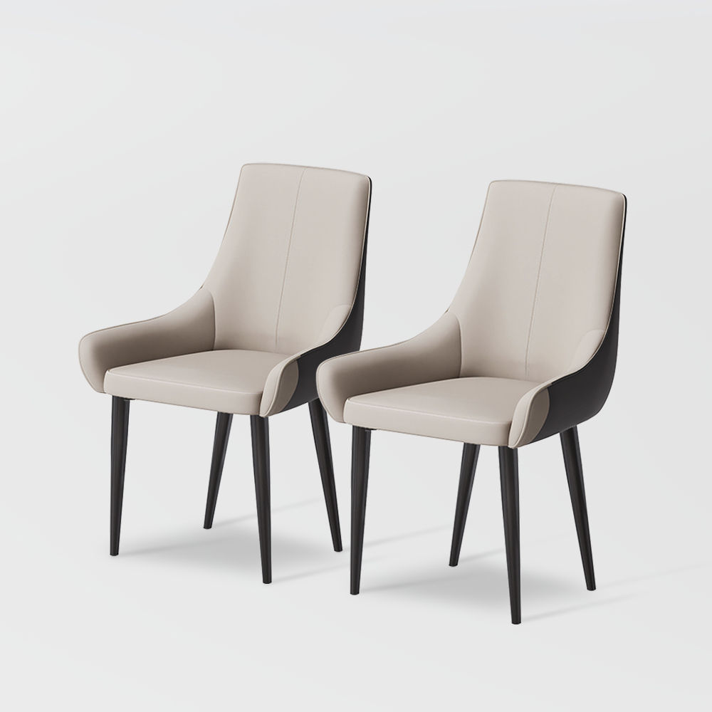 Modern Minimalist Light Gray PU Dining Chairs