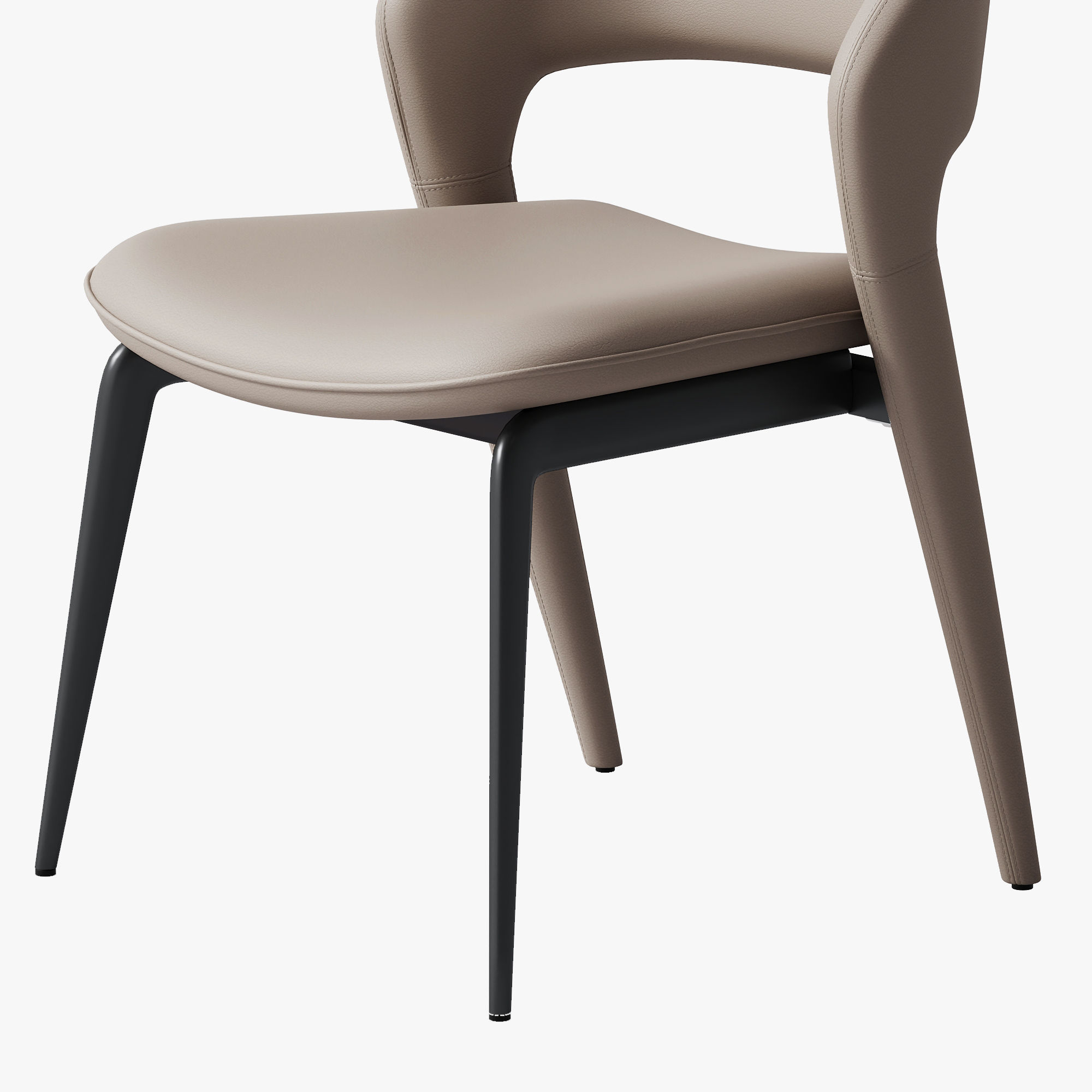 Metal Leg Khaki PU Leather Dining Chairs