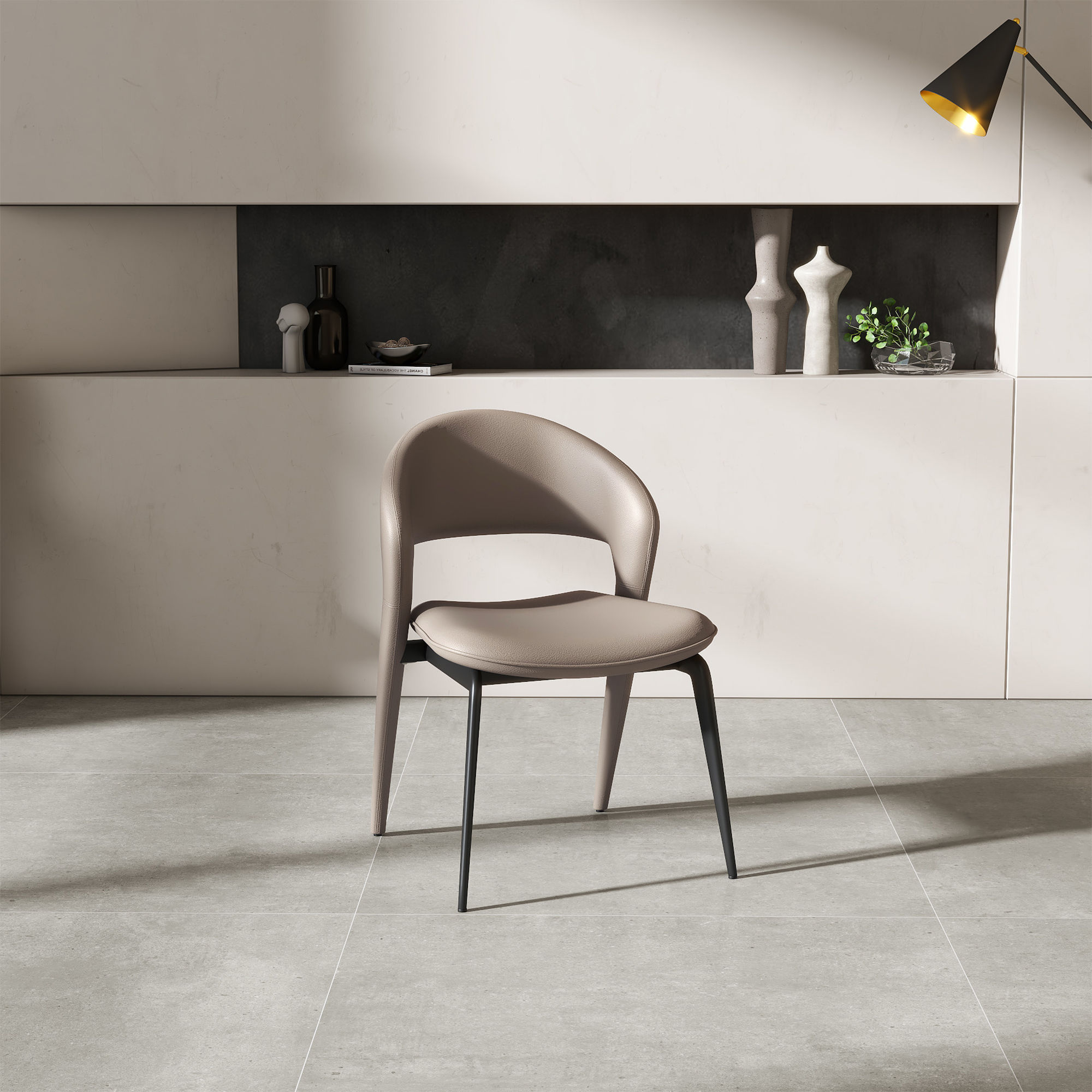Leather Khaki PU Leather Dining Chairs