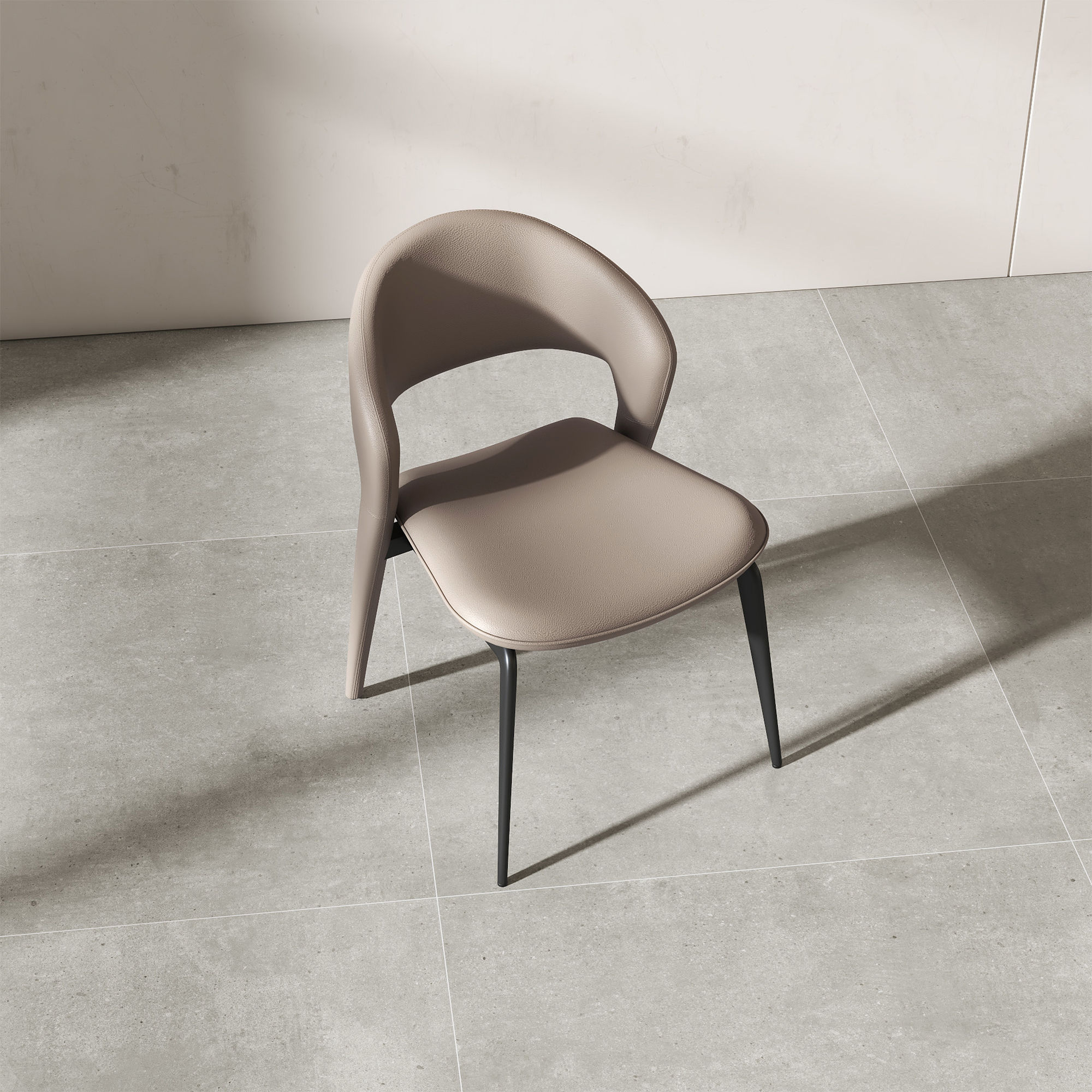 Partly Assemble Khaki PU Leather Dining Chairs