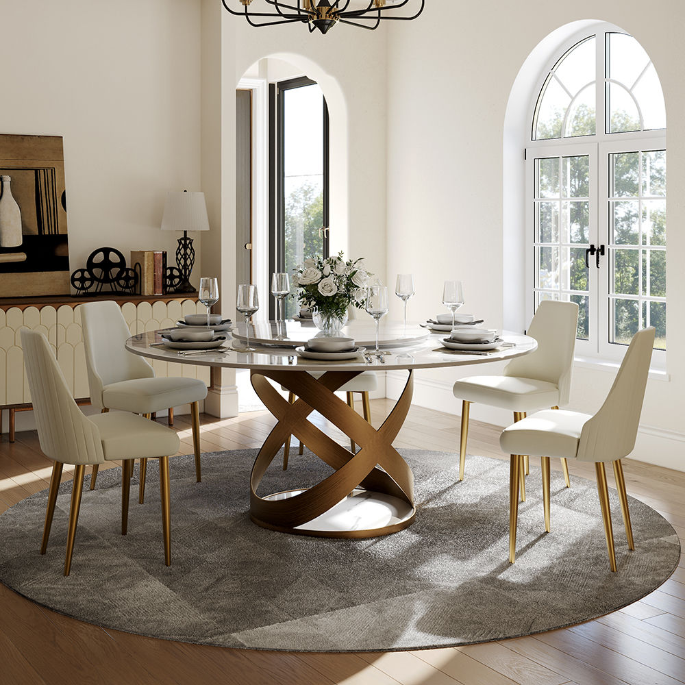 Two-piece White PU Leather Dining Chairs