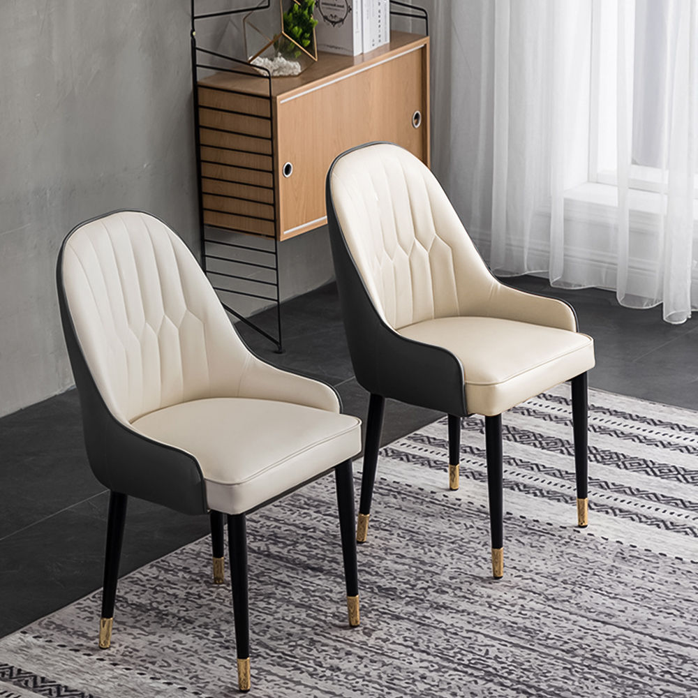 Black & Beige PU Leather Dining Chairs