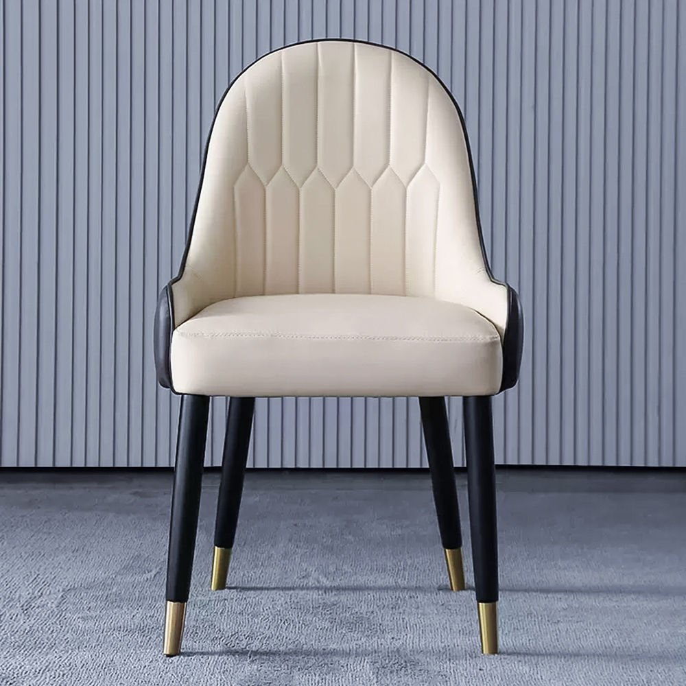 Black & Beige PU Leather Dining Chairs
