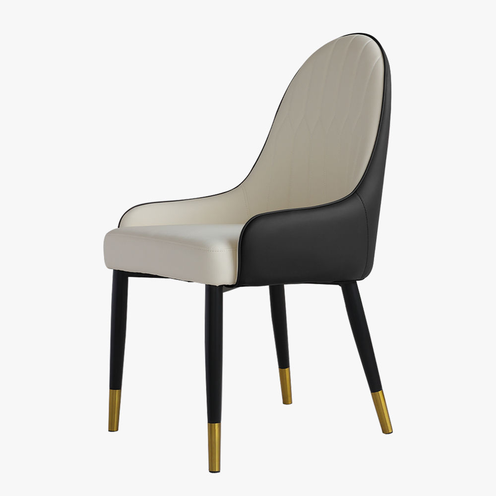 Black & Beige PU Leather Dining Chairs