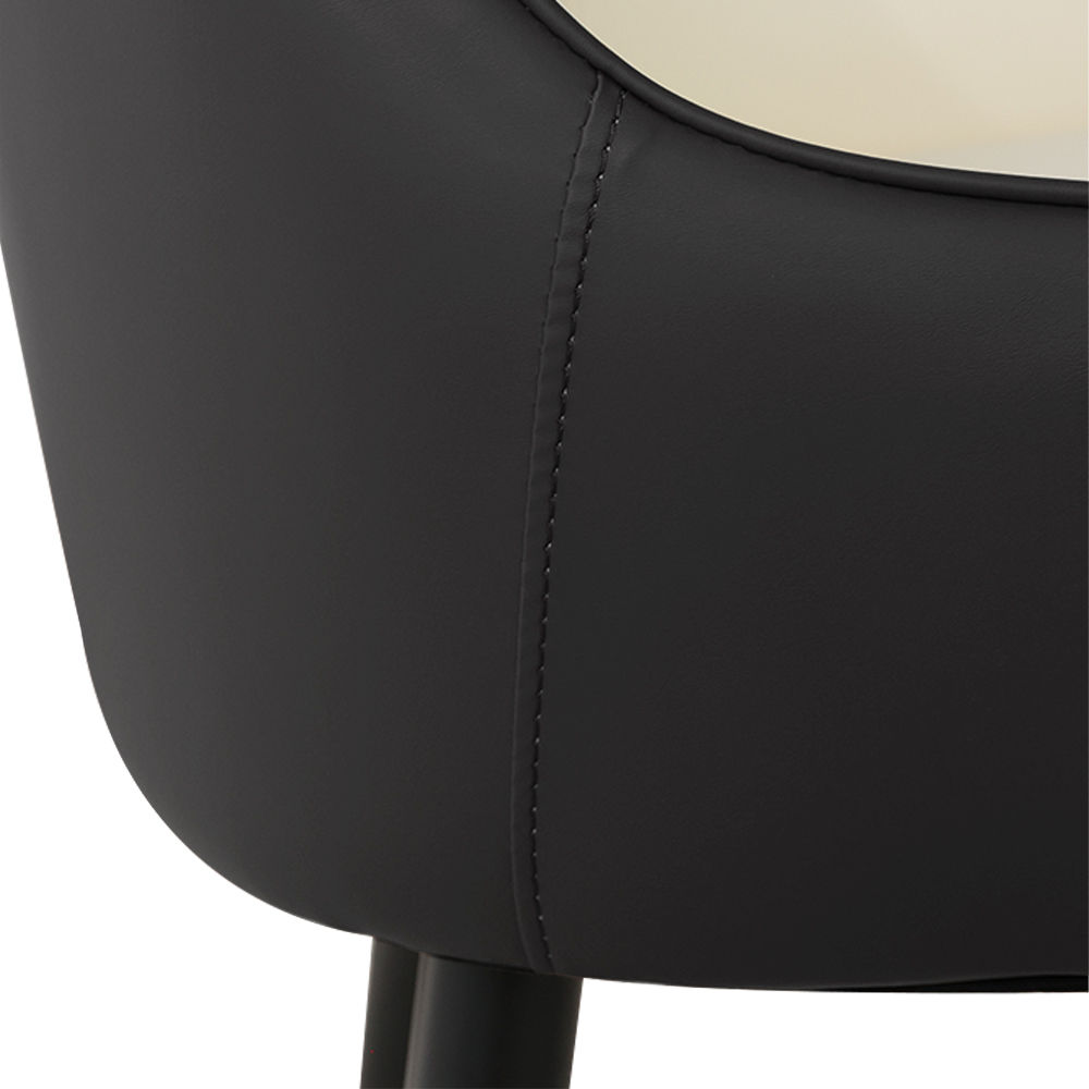 Black & Beige PU Leather Dining Chairs