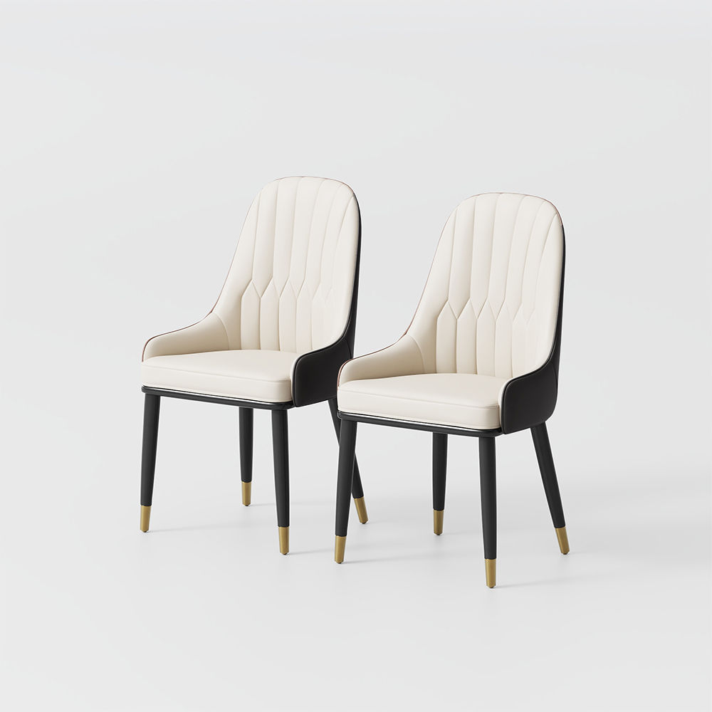 Black & Beige PU Leather Dining Chairs