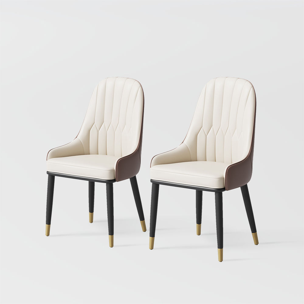 for 8 Brown & Beige PU Leather Dining Chairs