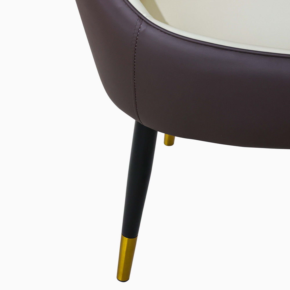 Partly Assemble Brown & Beige PU Leather Dining Chairs