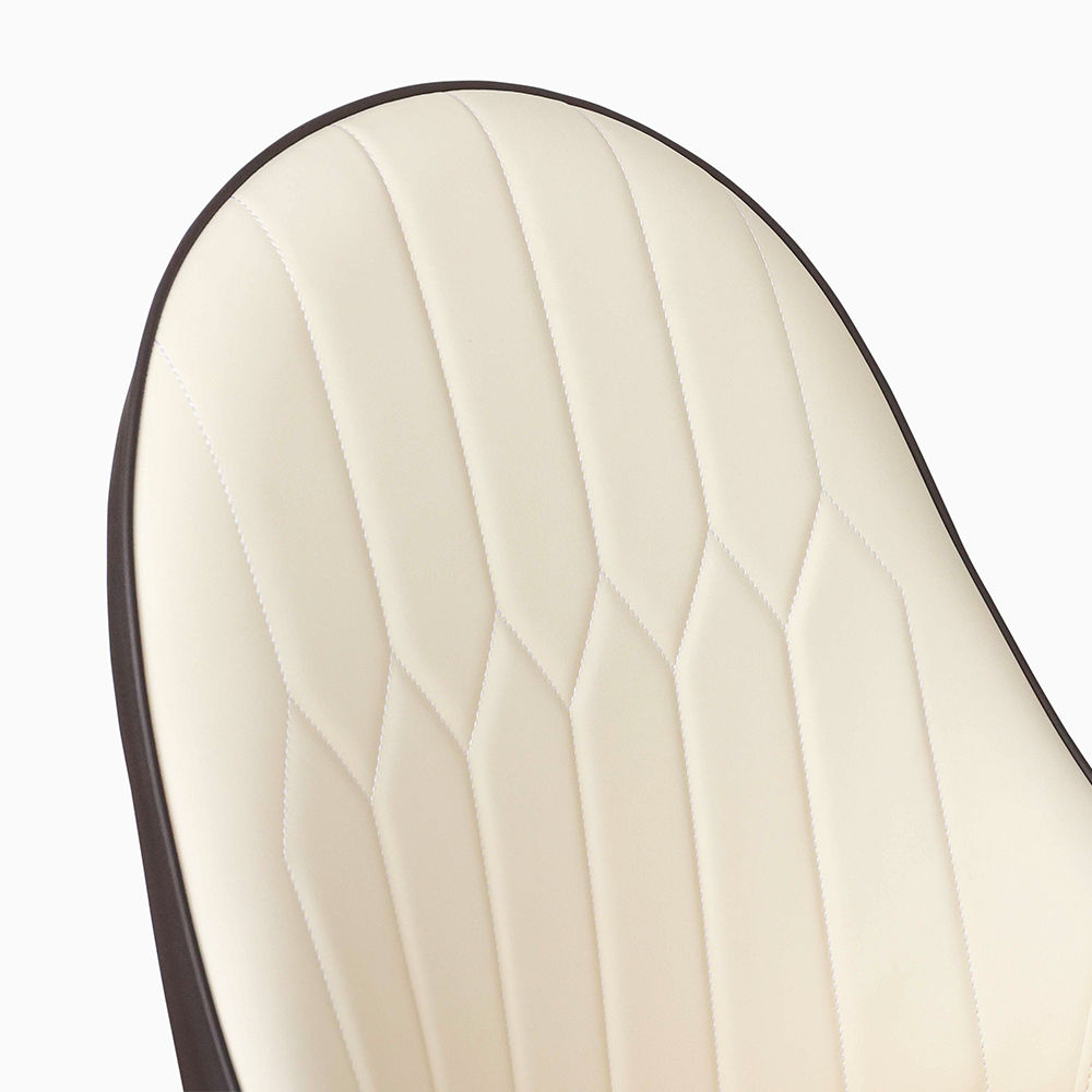 Leather Brown & Beige PU Leather Dining Chairs