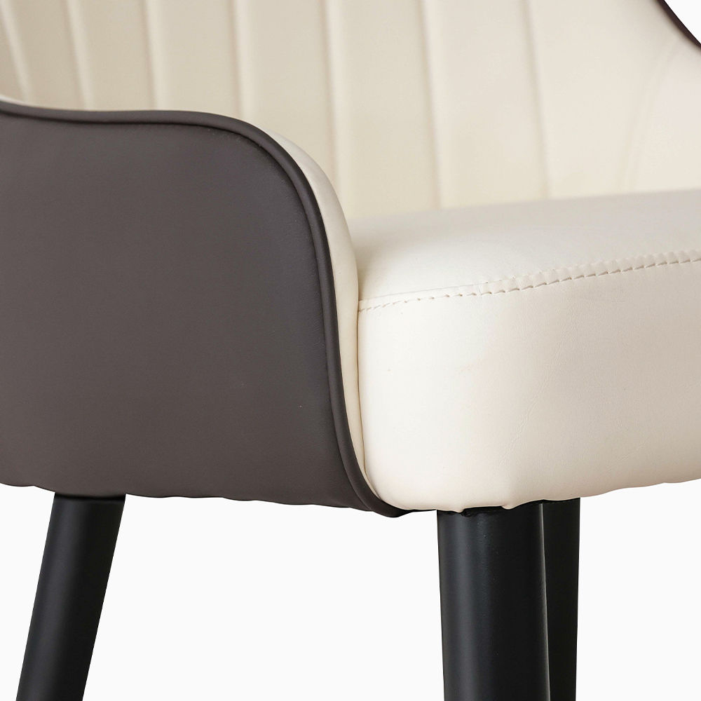 Color Matching Brown & Beige PU Leather Dining Chairs