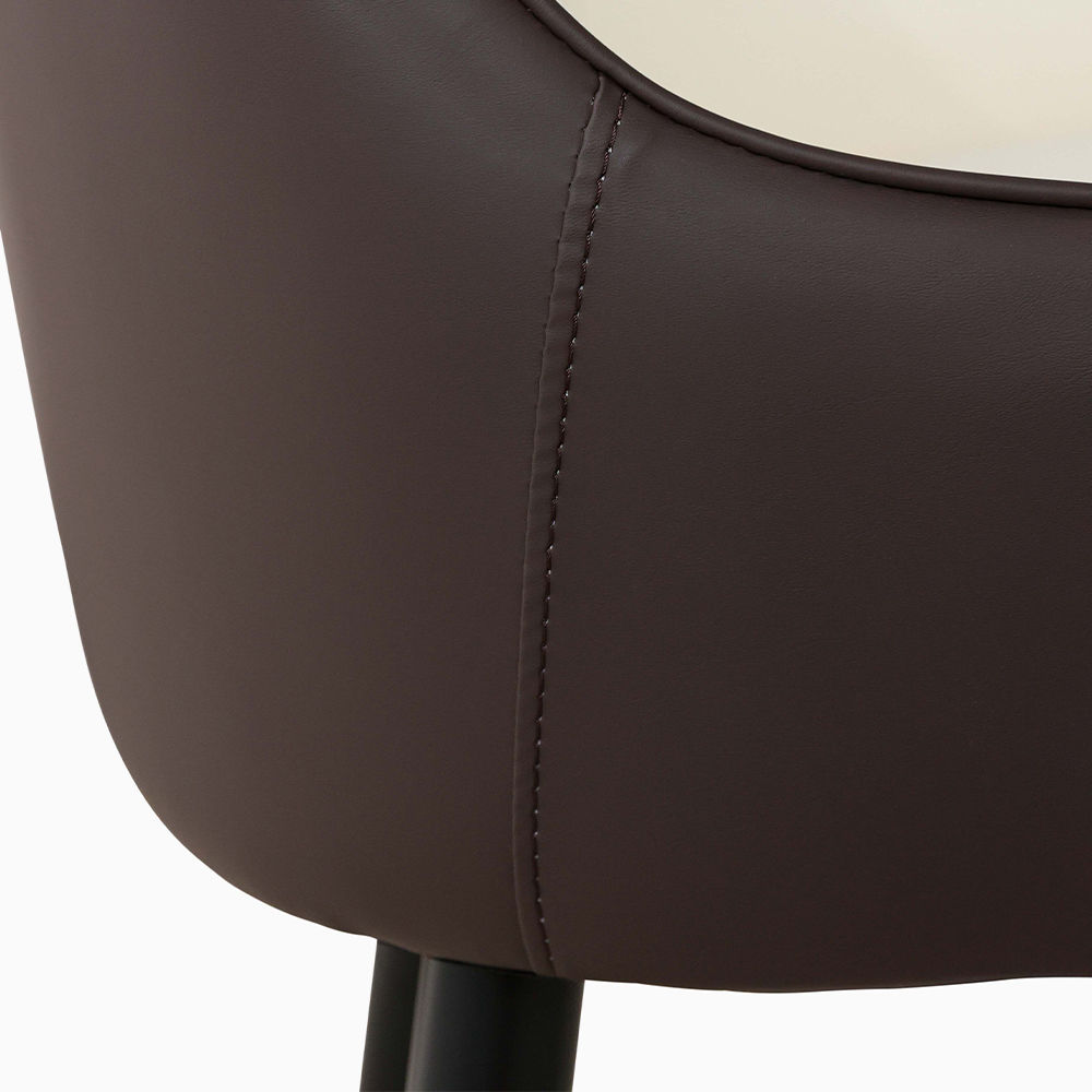 Modern Luxury Brown & Beige PU Leather Dining Chairs